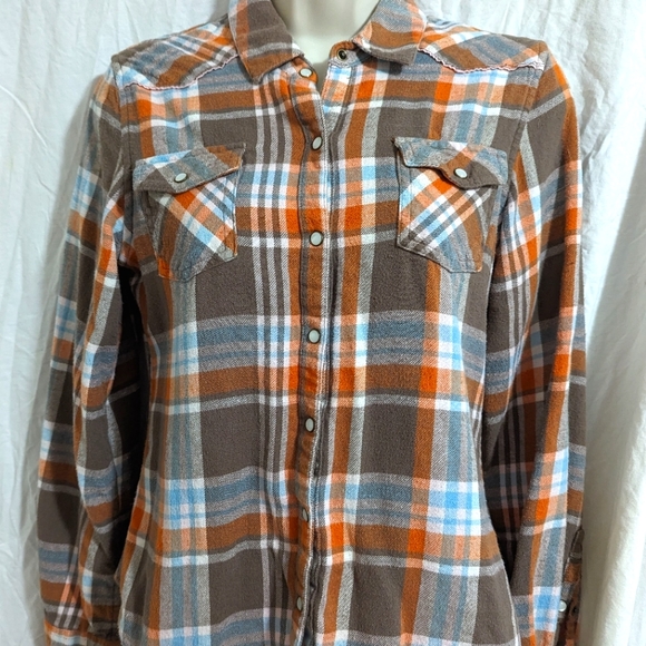 Mossimo Supply Co Flannel Pearl Snap Shirt M - Picture 4 of 7